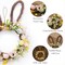 16'' Easter Bunny Wreath for Front Door with Light, Pre-lit Spring Rabbit Wreath Decoration with Pastel Speckled Eggs & Berries, Artificial Farmhouse Wall Decor for Holiday Home Indoor